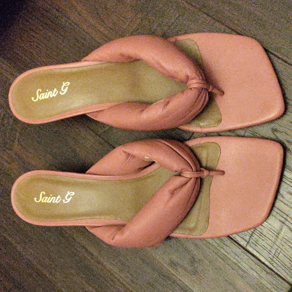 Saint G "Amorina" Leather Puffer Sandals